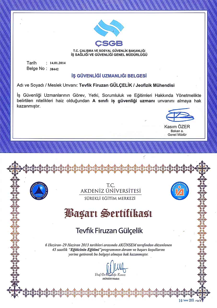 A Sınıfı İş Güvenliği Uzmanı Sertifikası